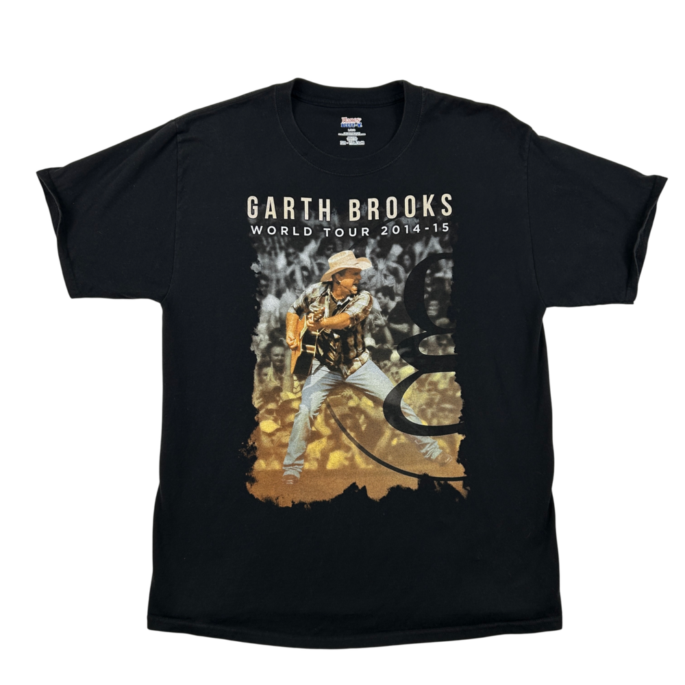 Garth Brooks Shirt Mens Large World Tour 2014-15 Hanes Black Country Music